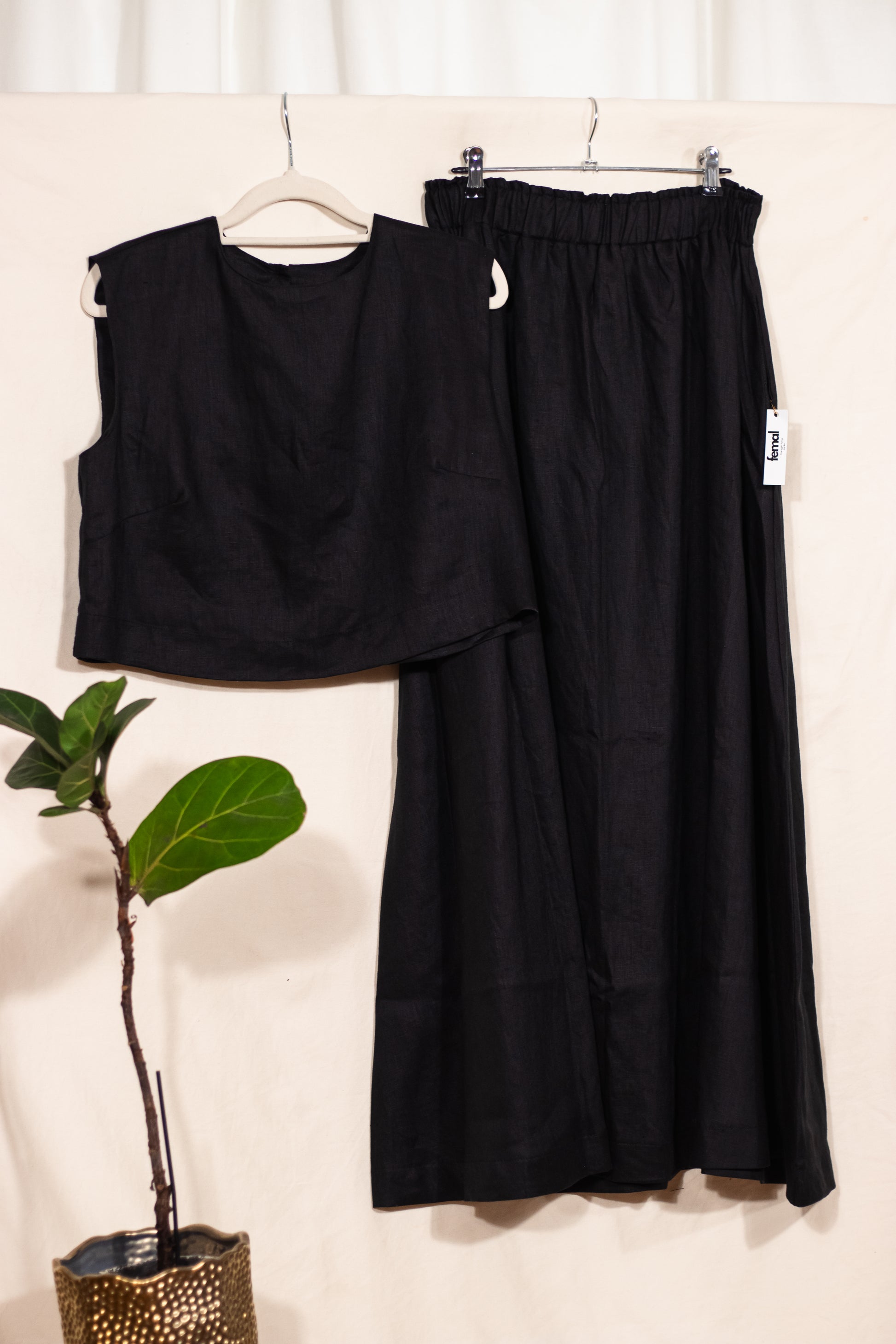 Black 100% Linen Skirt
