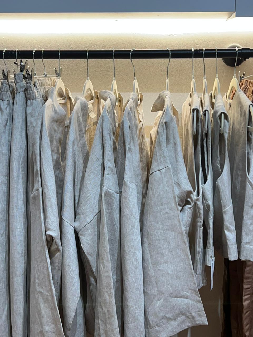 Oatmeal 100% Linen Tailored Midi