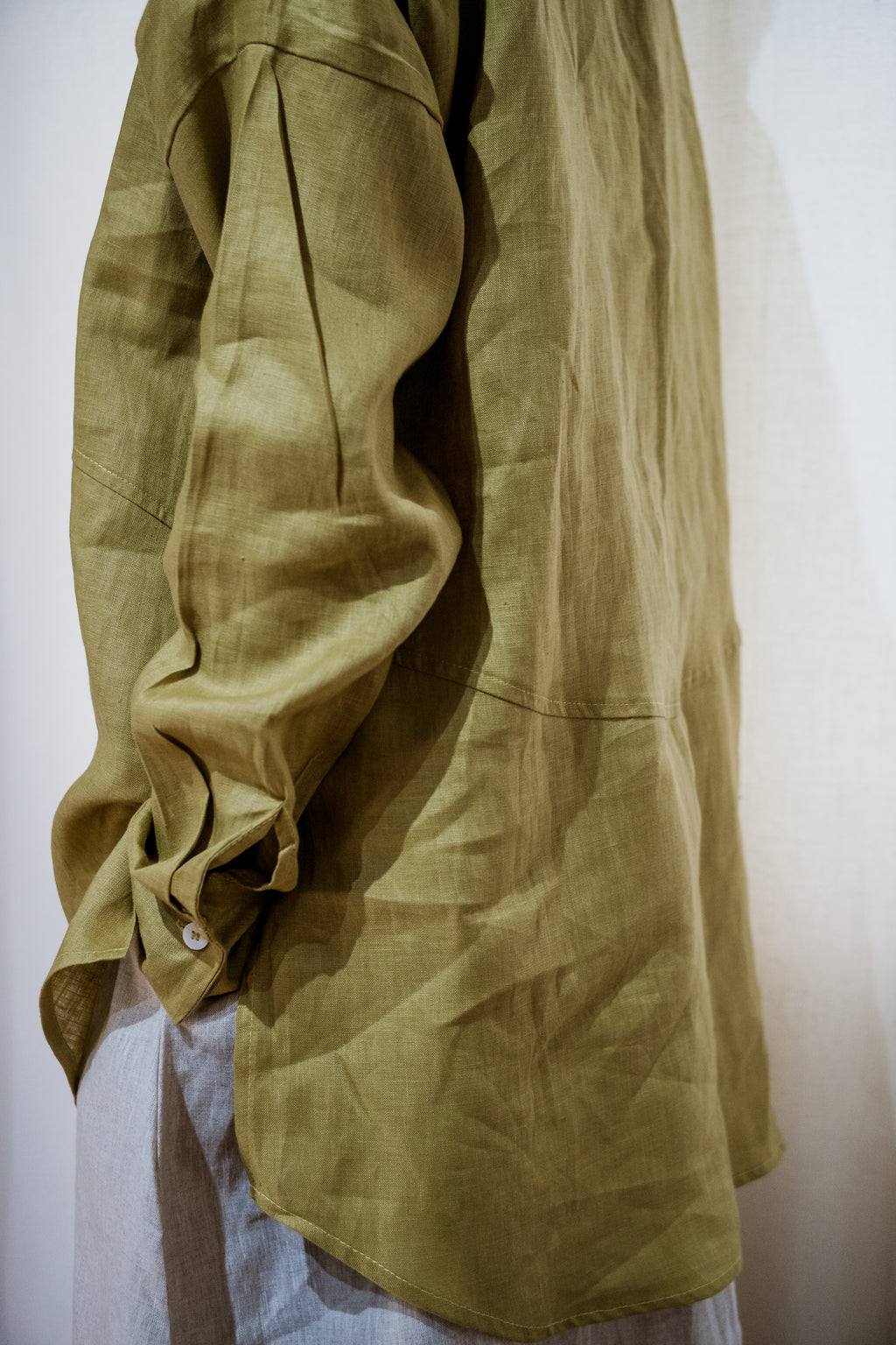 Chartreuse  100% Linen Oversized Shirt