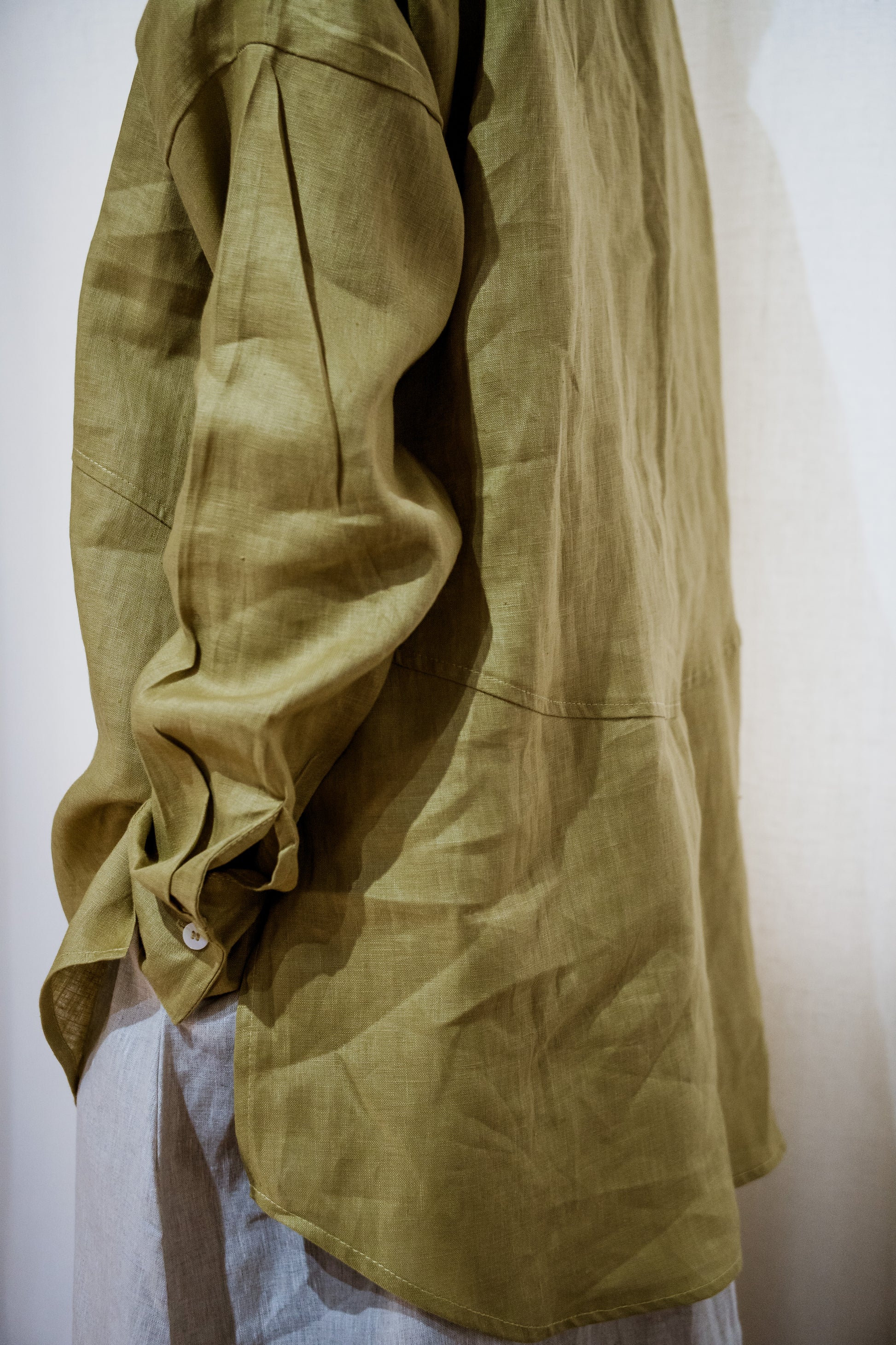 Chartreuse  100% Linen Oversized Shirt
