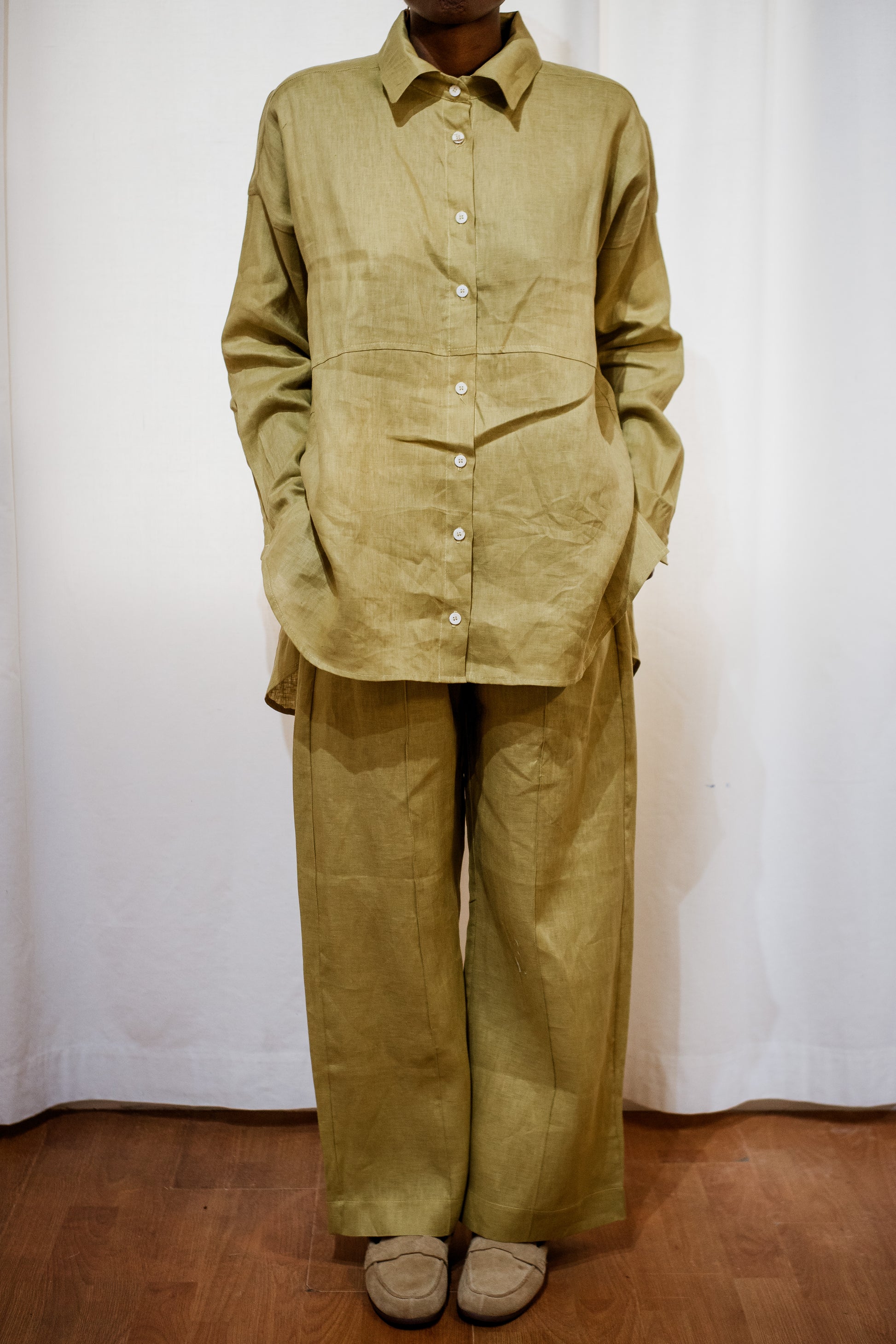 Chartreuse  100% Linen Pants