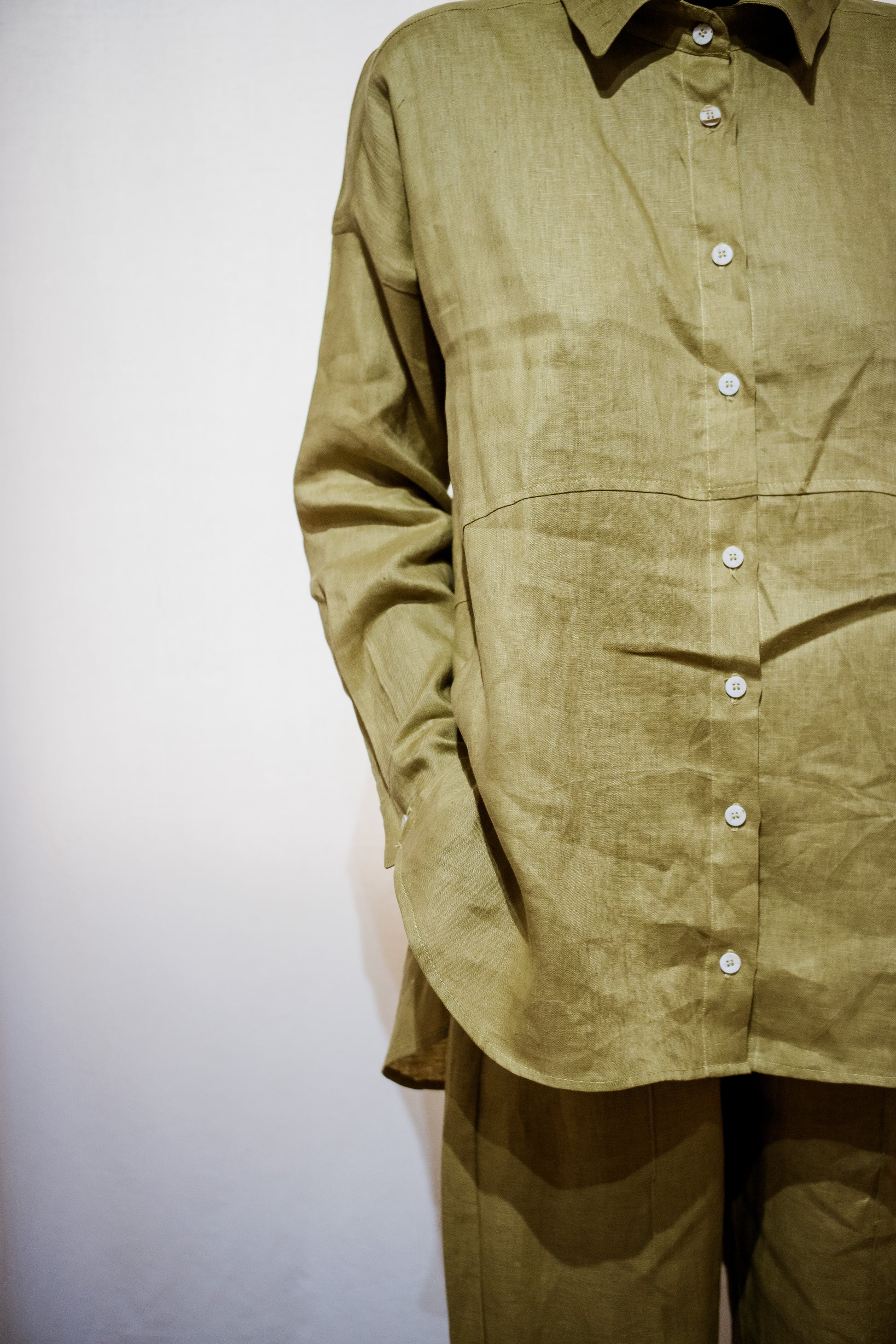 Chartreuse  100% Linen Oversized Shirt
