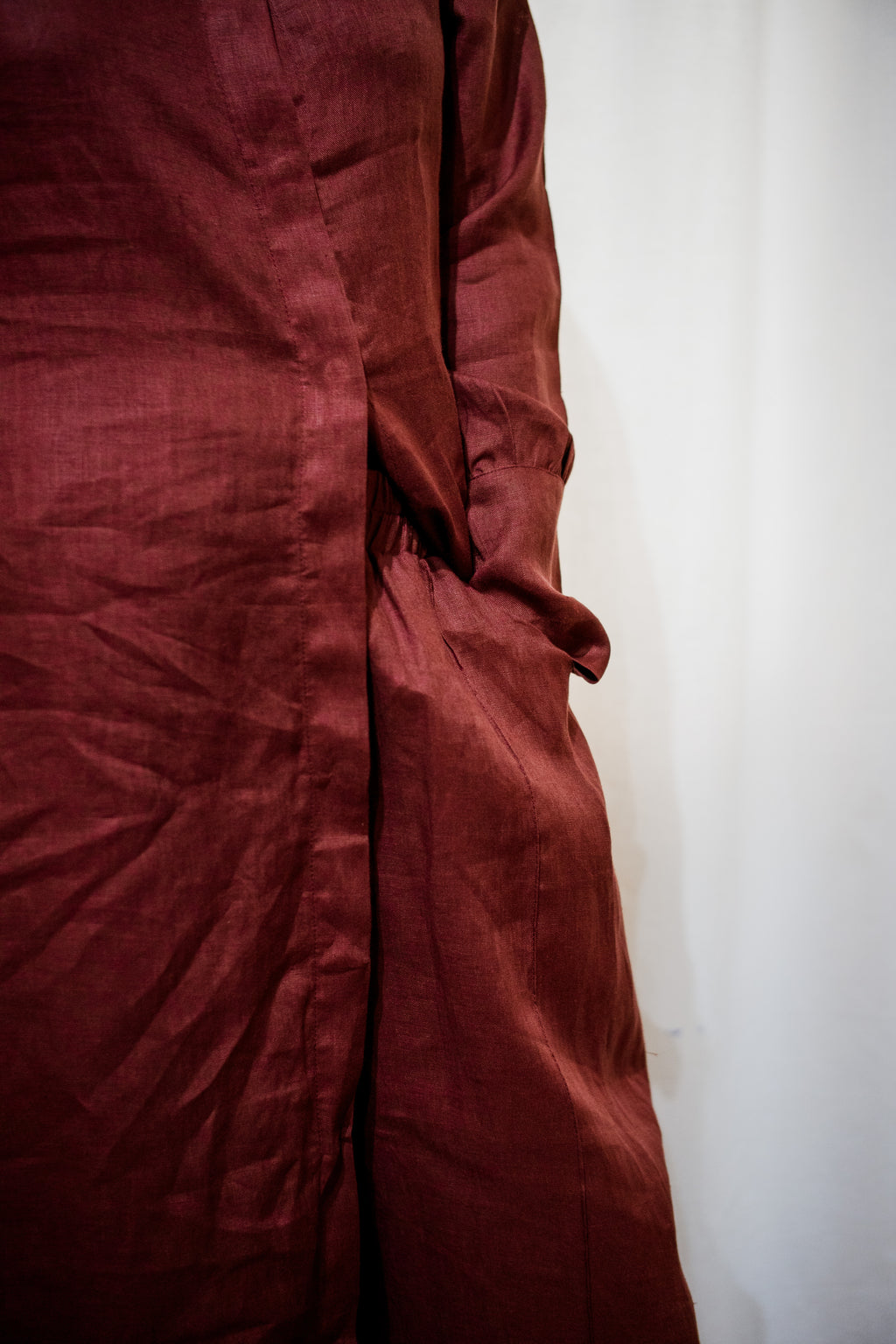Maroon Linen Shirt Dress