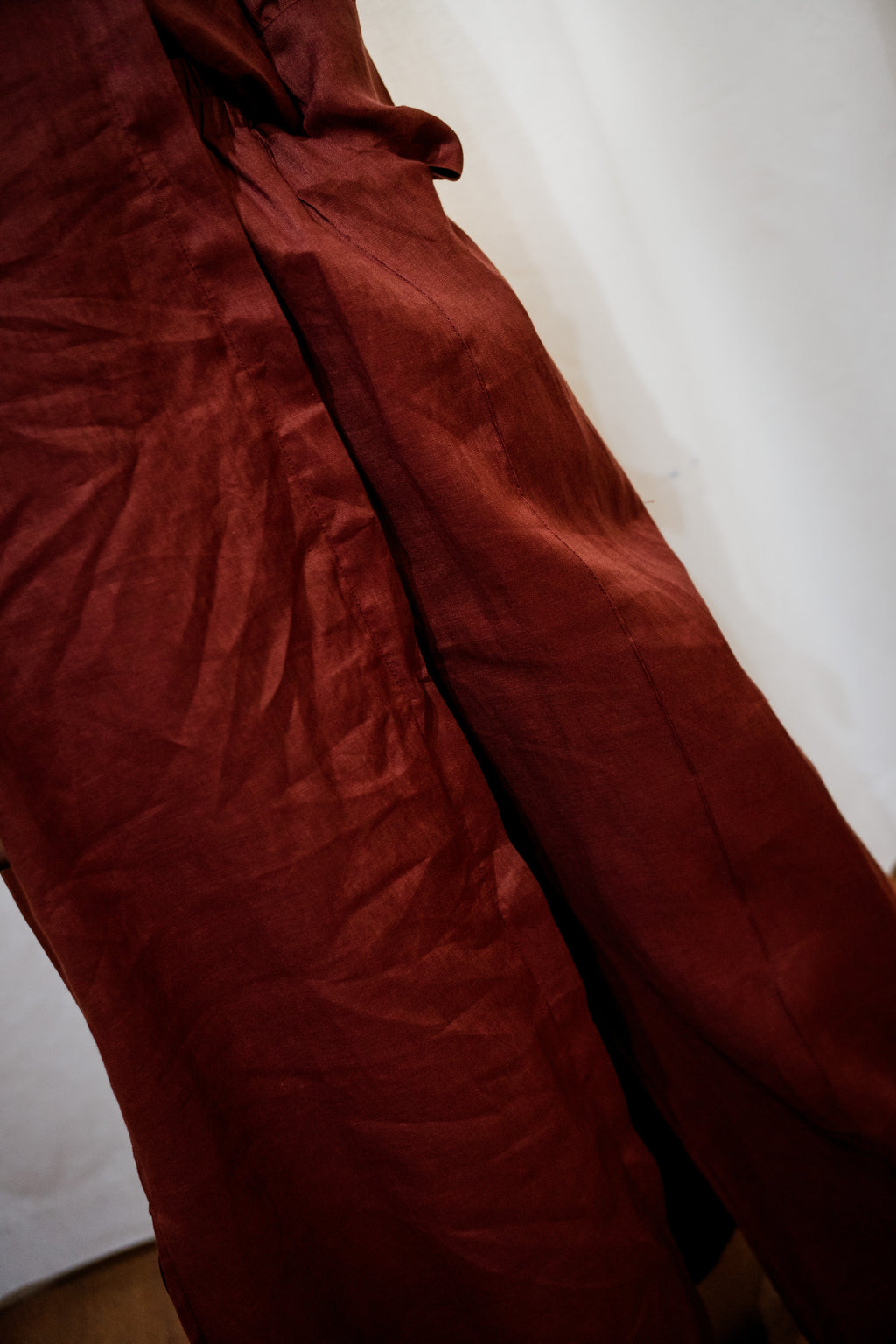 Maroon 100% Linen Pants