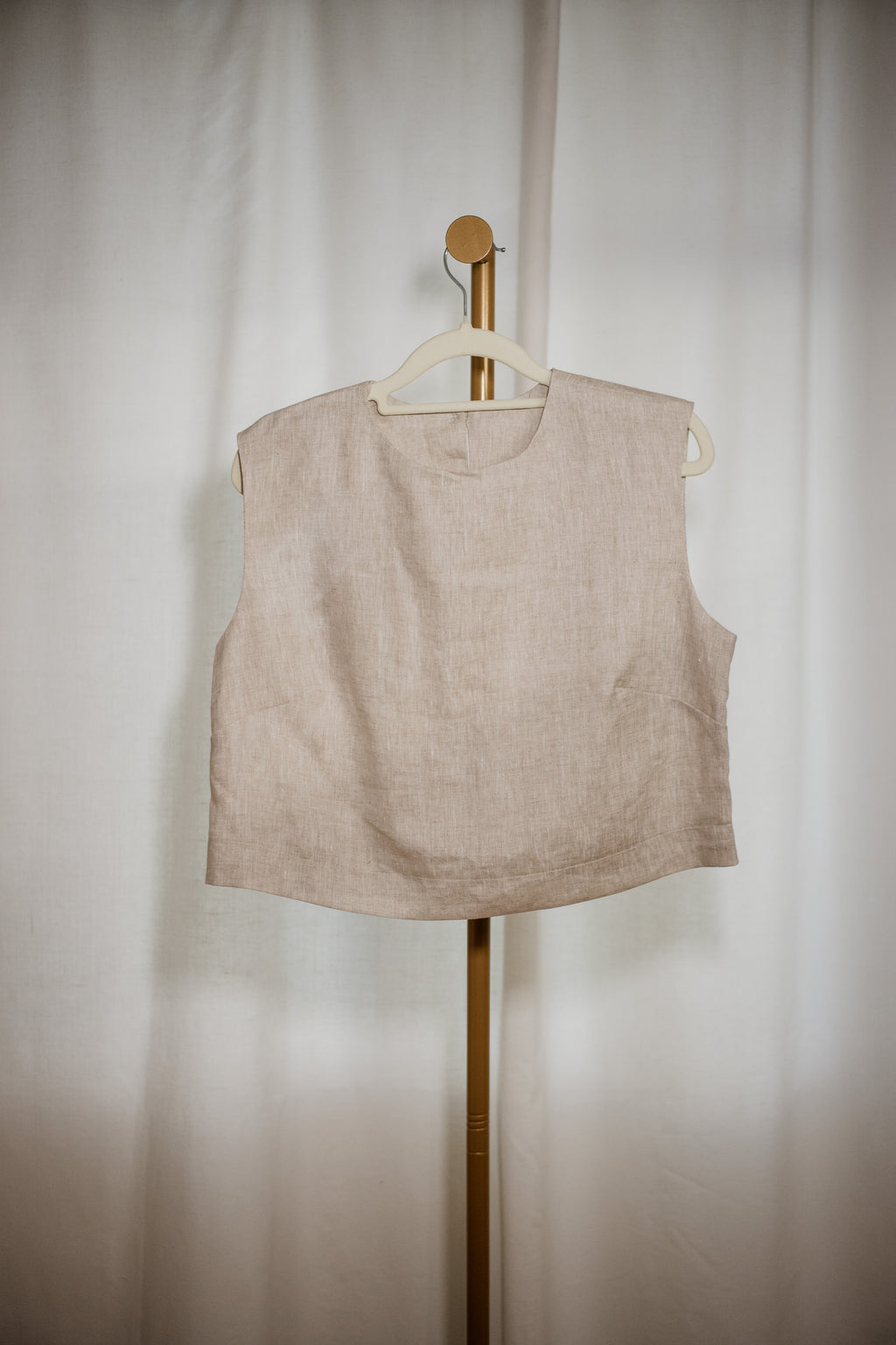 Oatmeal 100% Linen Tailored Midi