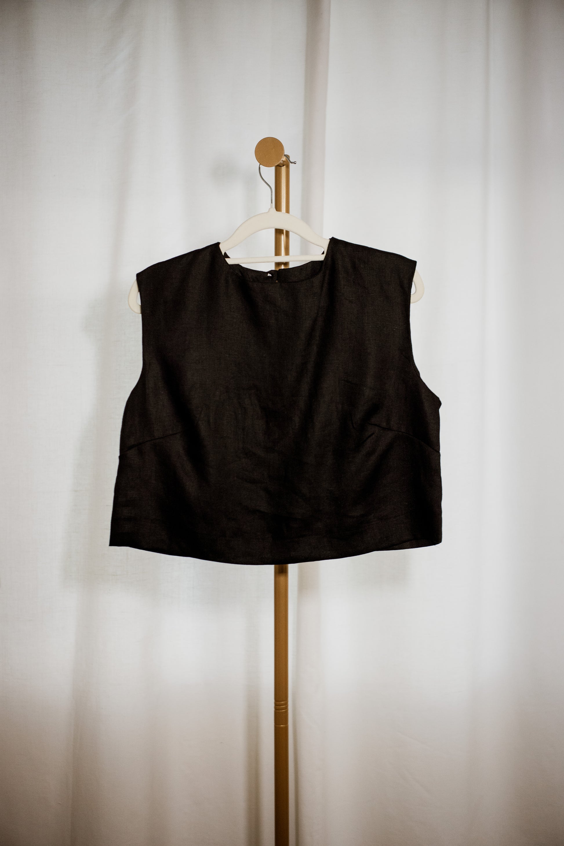 Black 100% Linen Tailored Midi