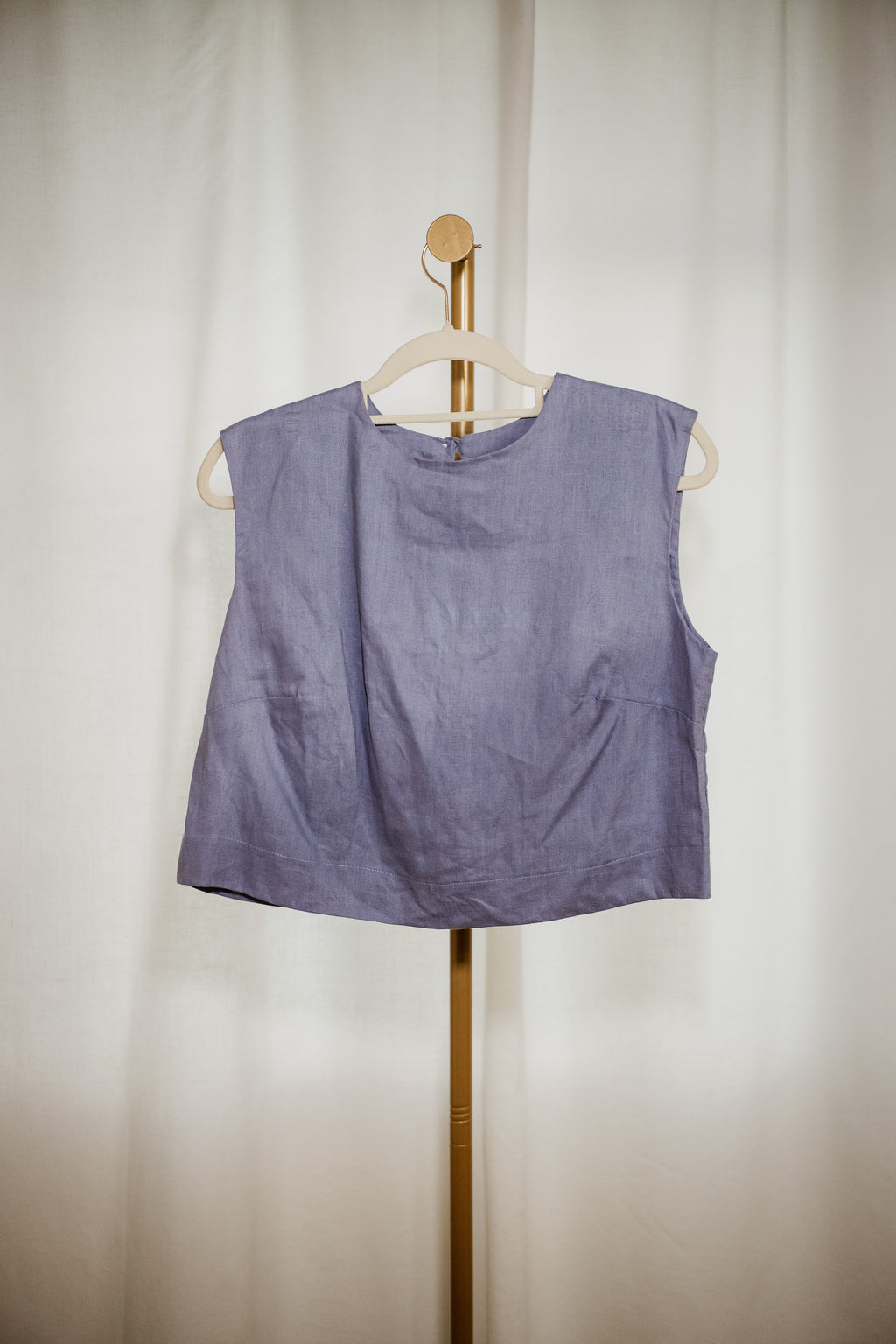Blue 100% Linen Tailored Midi