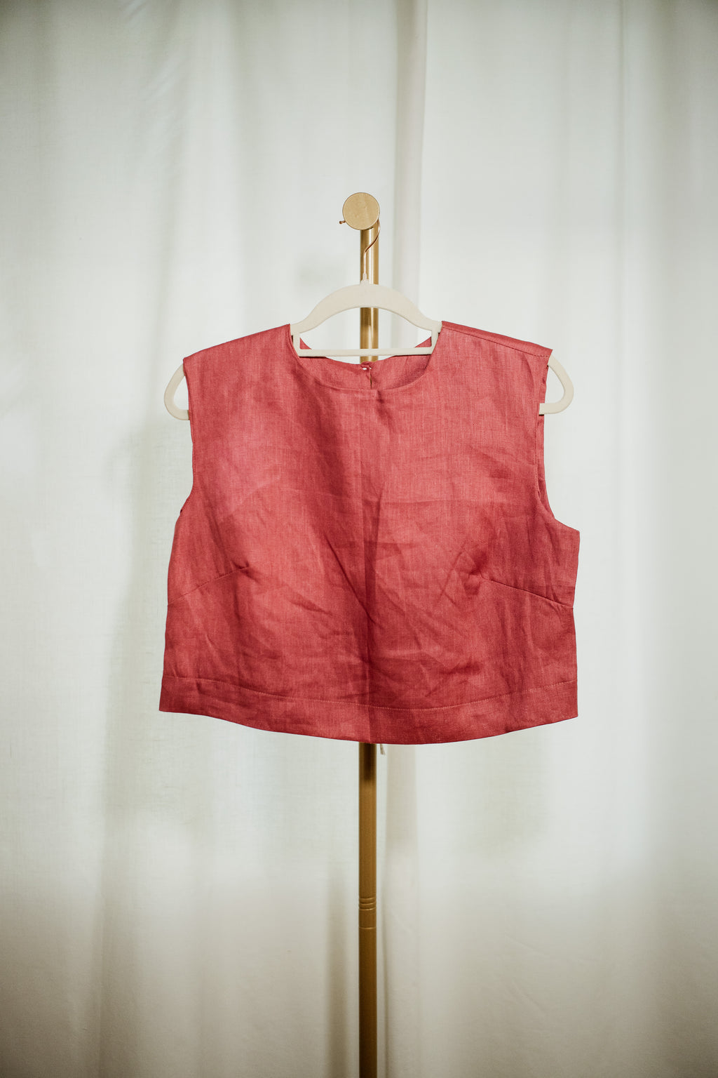 Raspberry 100% Linen Tailored Midi