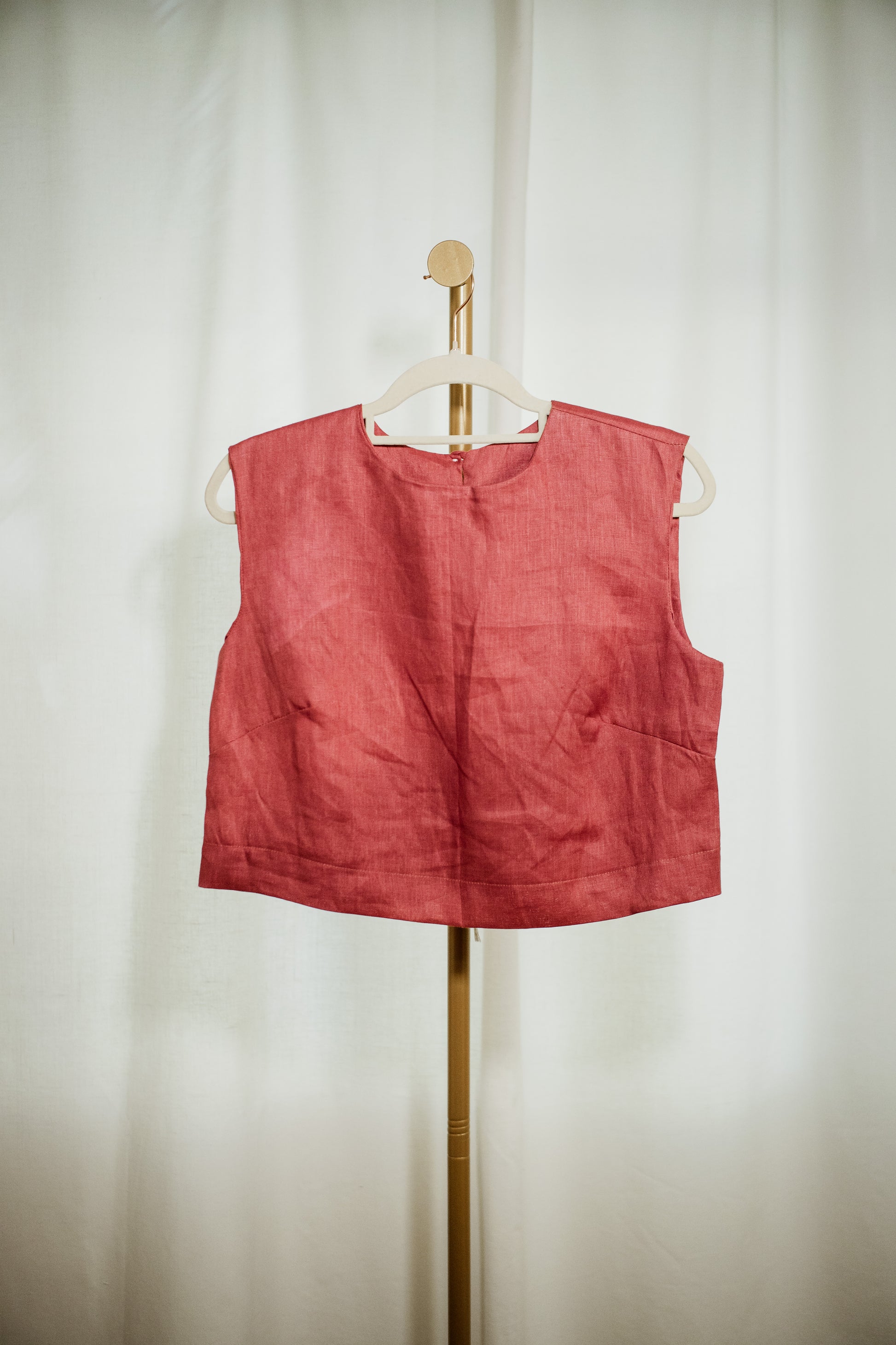 Raspberry 100% Linen Tailored Midi